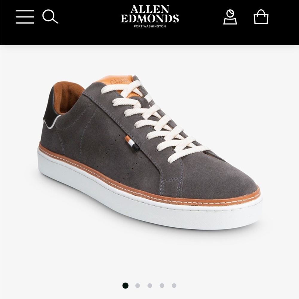 Allen Edmonds Alpha lace-up sneaker in dark gray suede leather, EUC.